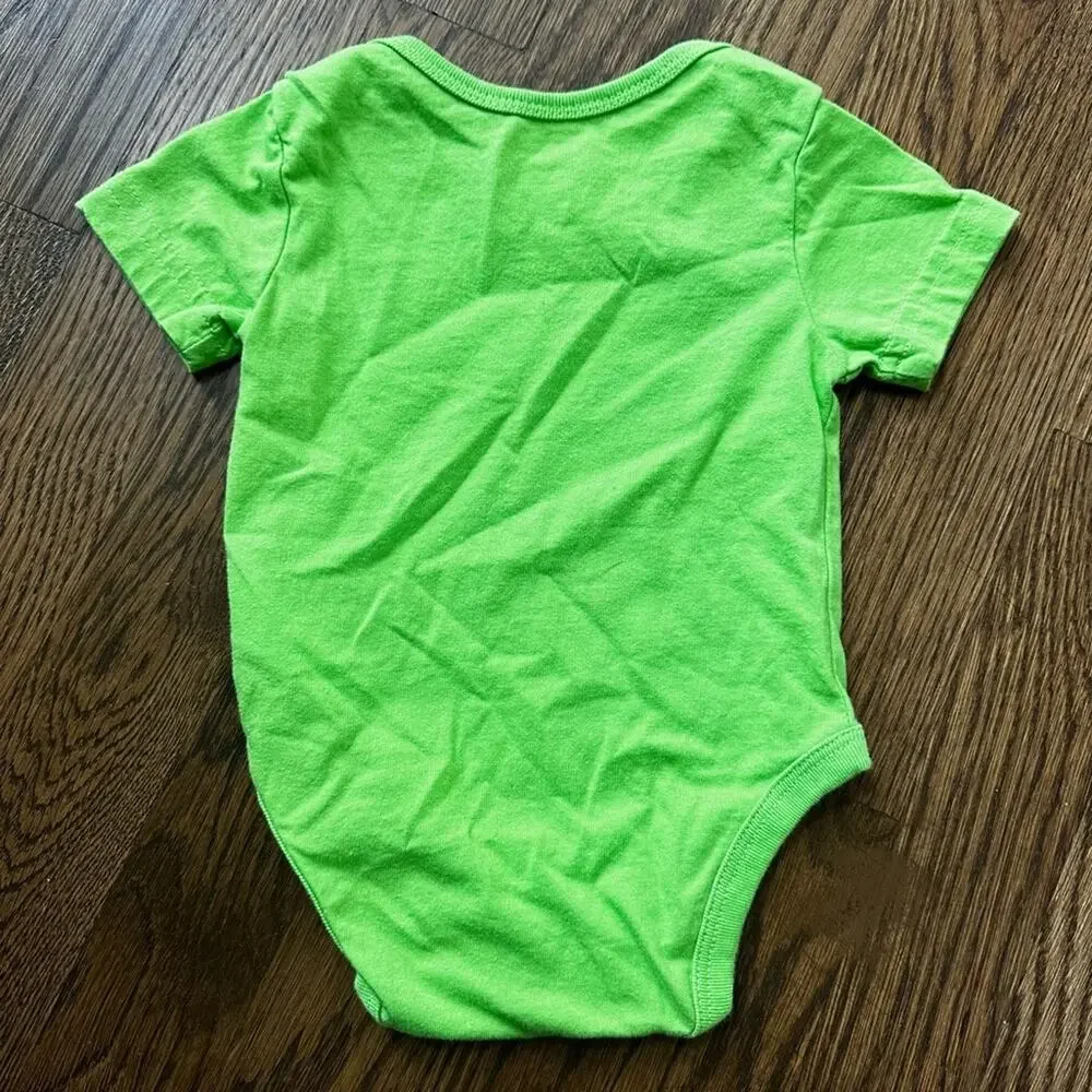 Children’s Place Beach Surf Shack neon green baby bodysuit onesie (0-3M or 3-6M)